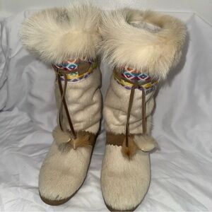 Tecnica Beige and Brown Fur-Trimmed Winter Boots